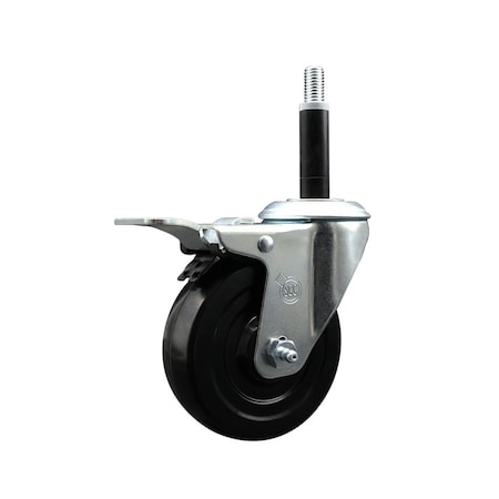 Service Caster 4'' SS Hard Rubber Swivel 3/4'' Expand Stem Caster Total Lock Brake SCC-SSEXTTL20S414-HRS-34